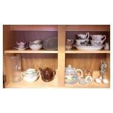 Tea cups, saucers, tea pots, card holders,