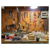 Bench contents! Tin Snips, small hardware, staple