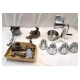 Apple peeler, meat grinders, and press