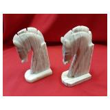 2 Marble horse book ends