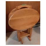 Set of 4 light brown folding side tables 21 1/2"