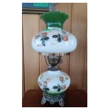 Vintage Floral Hurricane Lamp. Lamp is 20" Tall.