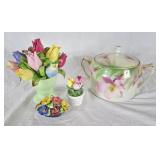 RS Germany double handled pot and trio of florals