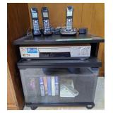 Sony hi-fi stereo, stand, VHS tapes, and