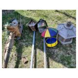 4 Wood Bird Houses & 1 Metal Bird House