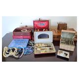 Collection of Costume jewelry with cases