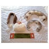 Shoe buffer, hand Warmer, fur collar