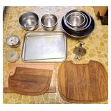 Cutting boards, cookie pans, mixing bowls, etc