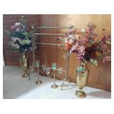 2 golden flower pot , 2 candle holders, brass