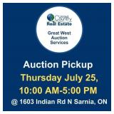 Auction Pickup: Thursday July 25, 10:00 AM-5:00
