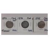 1872, 1874 and 1892 Harder to Find Canadian