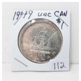 1949 Choice Uncirculated Canadian Silver Dollar