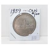 1939 Uncirculated Silver Dollar featuring