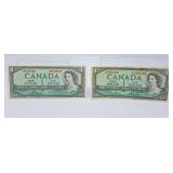 2, 1954 Canada $1 Bills