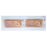 Pair of 1974 Canada $2 Bills. Replacement notes