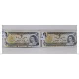 Two in a Row Choice Uncirculated 1973 Canada One
