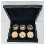 Six Gold Plated Crowns Depicting Various World