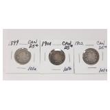 1899, 1901 and 1902 Canadian Quarters