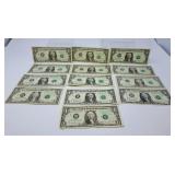 13, 1981-2003 USA $1 Bills