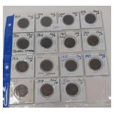 Page of 15 Canadian Large Pennies Starting in the