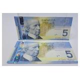 2 Canada 2006 $5 Bills