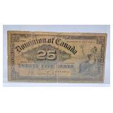 1900 Dominion of Canada 25 Cent Bill