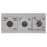 1942, 1944 and 1945 Choice Uncirculated Canadian