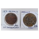 1871 Masonic St. Catherines Token and Masonic