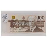 1988 Uncirculated Canada One Hundred Dollar Bill.