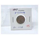 1867 United States of America 5 Cents