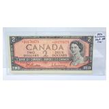 Replacement Note 1954 Canada $2 Bill