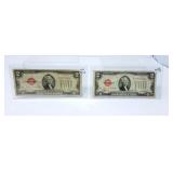 Pair of 1928 United States $2 Bills