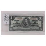 1937 Canadian One Dollar Bill. Almost