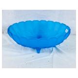 Blue Satin Frosted Oval Serving Bowl