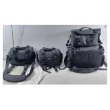 4 camera carrying bags: 2 Amazon basics, tamerac,