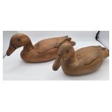 2 carved wood duck decoys, approximately 13ï¿½ and