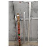 2 levels, drywall square and 5ft measuring stick
