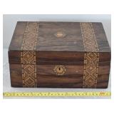 Antique Inlaid Satin Lined Box 12"ï¿½8"ï¿½5"