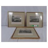 3 framed W.H Bartlett prints 11ï¿½" H 12ï¿½"W