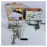 Spong No 8 meat grinder,  waffle maker, and apple