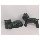 Blue Mountain Esque Glazed Terracotta Dog and Cat