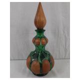 Green Glass decanter 14"H