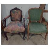 2 vintage ornate arm chairs