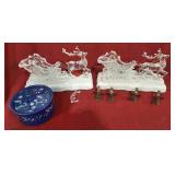 Angel napkin holders and light up reindeer and