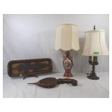 2 lamps 26ï¿½"H, Eastern inspired carved wooden