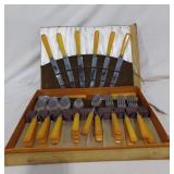 Vintage Boxed of Faux Bone Handle Cutlery