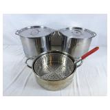 Stock pots & fryer basket with pot
