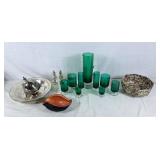 Elegant green drinkware set, crown ducal ware