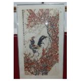 Rooster and Red Plum Blossoms Asian Print
