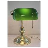Brass Green Glass Bankers Desk Lamp